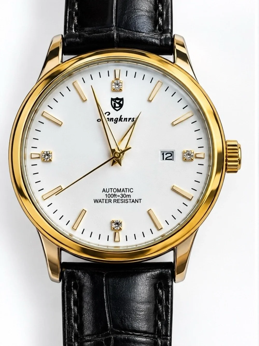 Classic Men's Gold & Black Dress Watch - Unbranded
